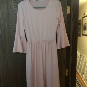 Blush Flare Midi Dress with Pockets